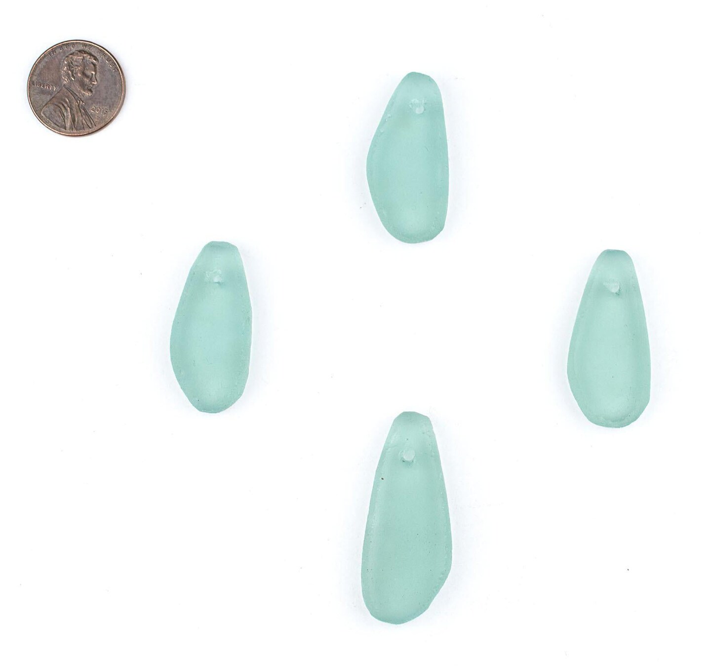 TheBeadChest Teardrop Sea Glass Pendants, Frosted Matte Eco-Friendly Translucent Recycled Glass Charms for Jewelry &#x26; Necklace Making