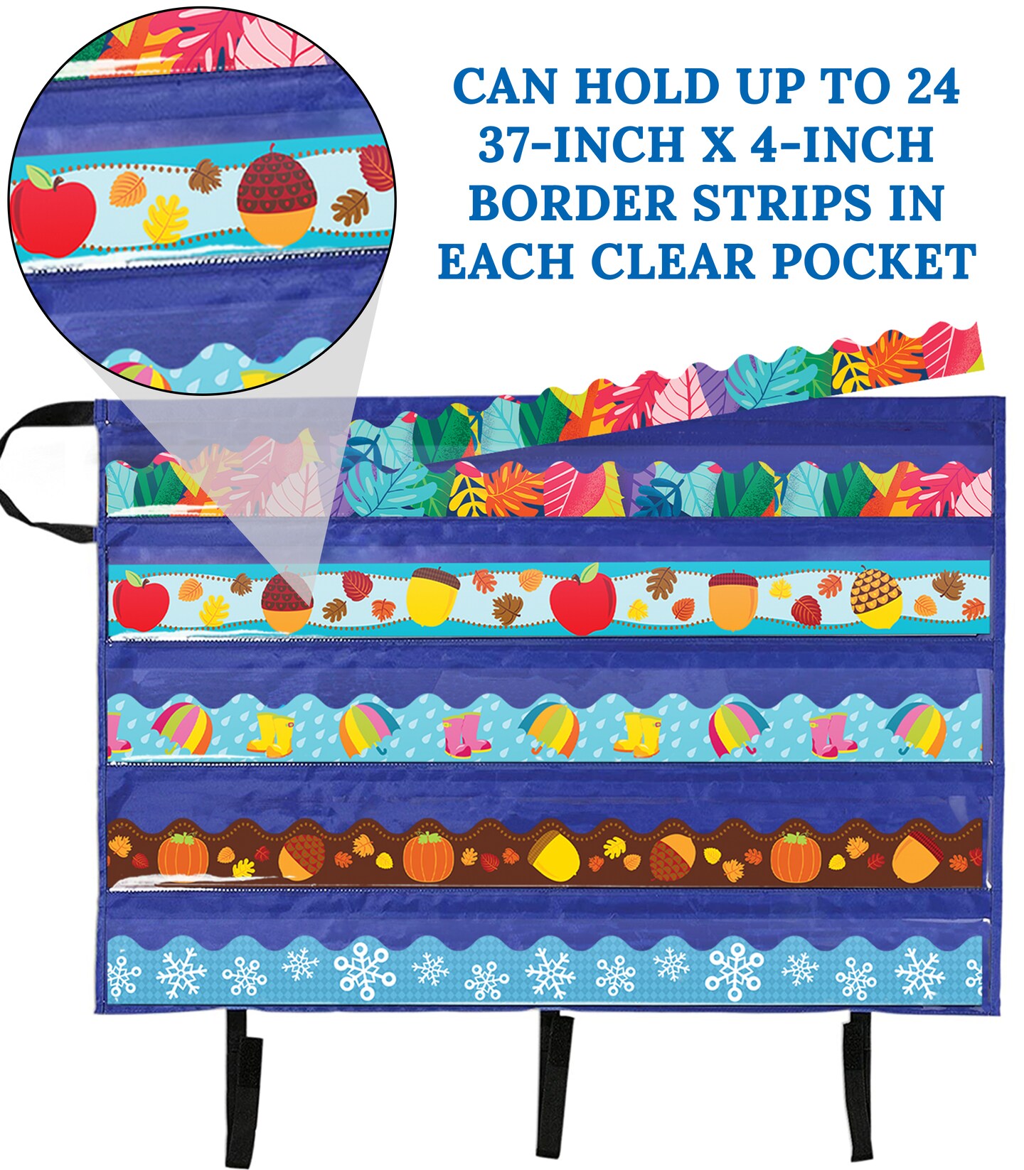 Carson Dellosa 2-Pack Classroom Bulletin Board Border Storage Pocket Charts, Teacher Storage and Organization Solutions, Border Storage Solutions for Classroom and Homeschool