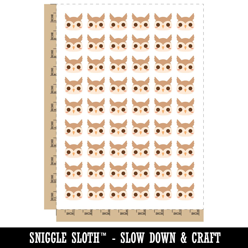Charming Kawaii Chibi Owl Face Blushing Cheeks Great Horned Temporary Tattoo Water Resistant Set Collection (1 Sheet)