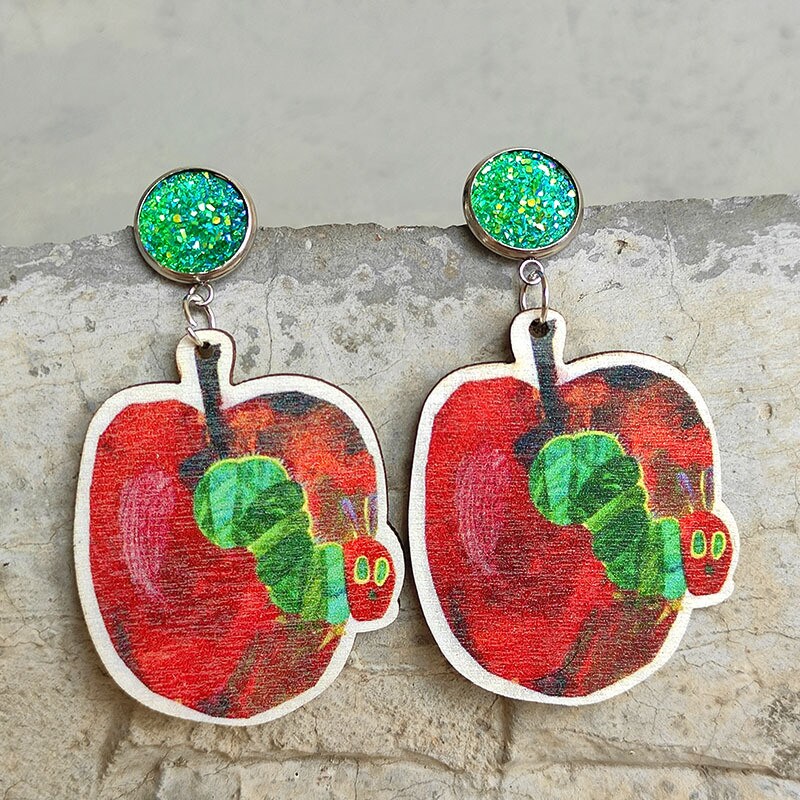 Caterpillar Growth Colorful Butterfly Earrings