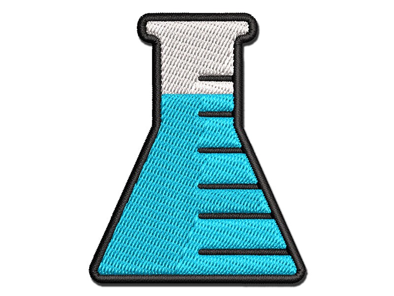 Science Chemistry Beaker Flask Multi-Color Embroidered Iron-On or Hook & Loop Patch Applique
