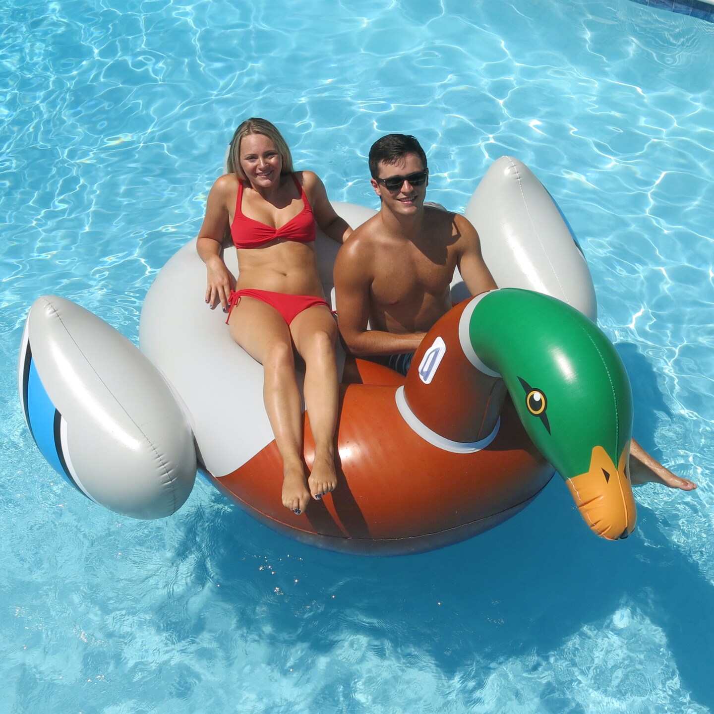 Swim Central 88&#x22; Inflatable Giant Mallard Decoy Duck Swimming Pool Float