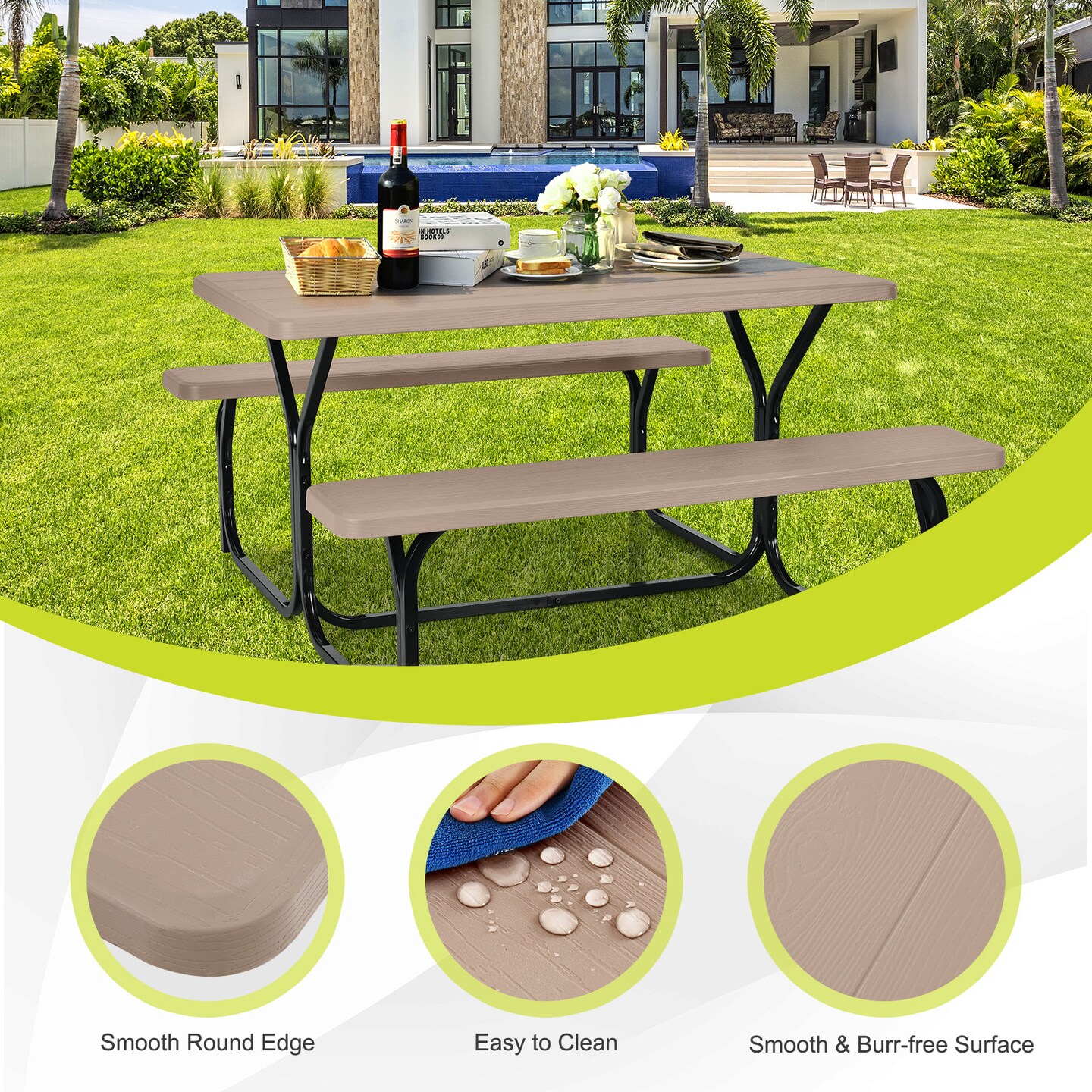 Picnic Table Bench Set for Outdoor Camping