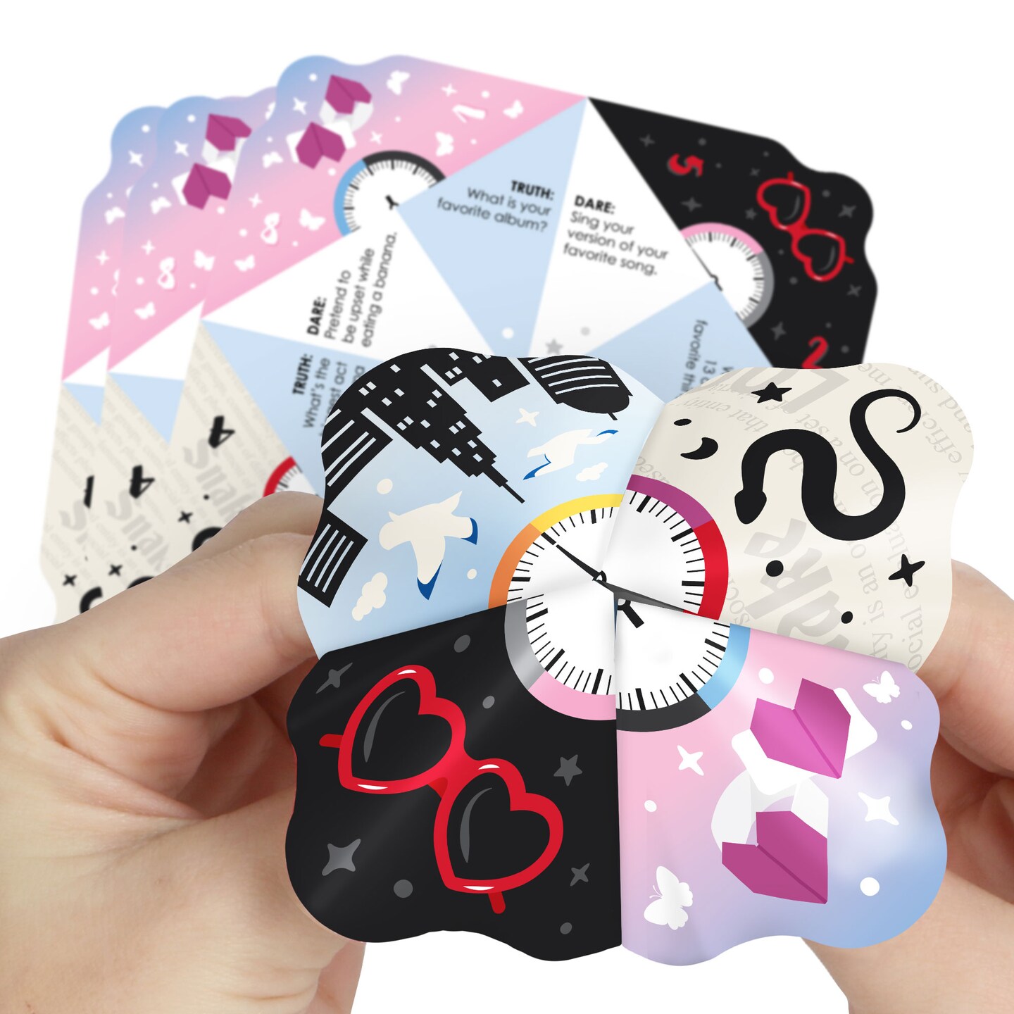 Big Dot of Happiness In My Party Era - Celebrity Concert Party Cootie Catcher Game - Truth or Dare Fortune Tellers - Set of 12