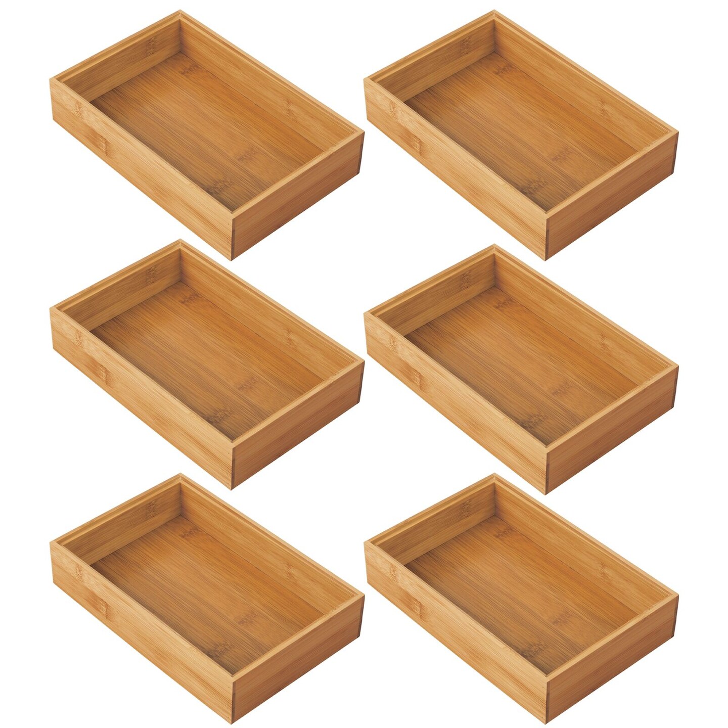 mDesign Wooden Bamboo Office Drawer Organizer Box Tray