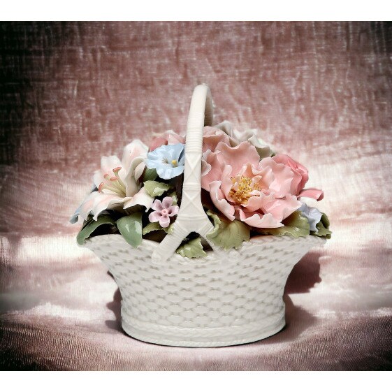 kevinsgiftshoppe Ceramic Flower Basket Music Box Home Decor