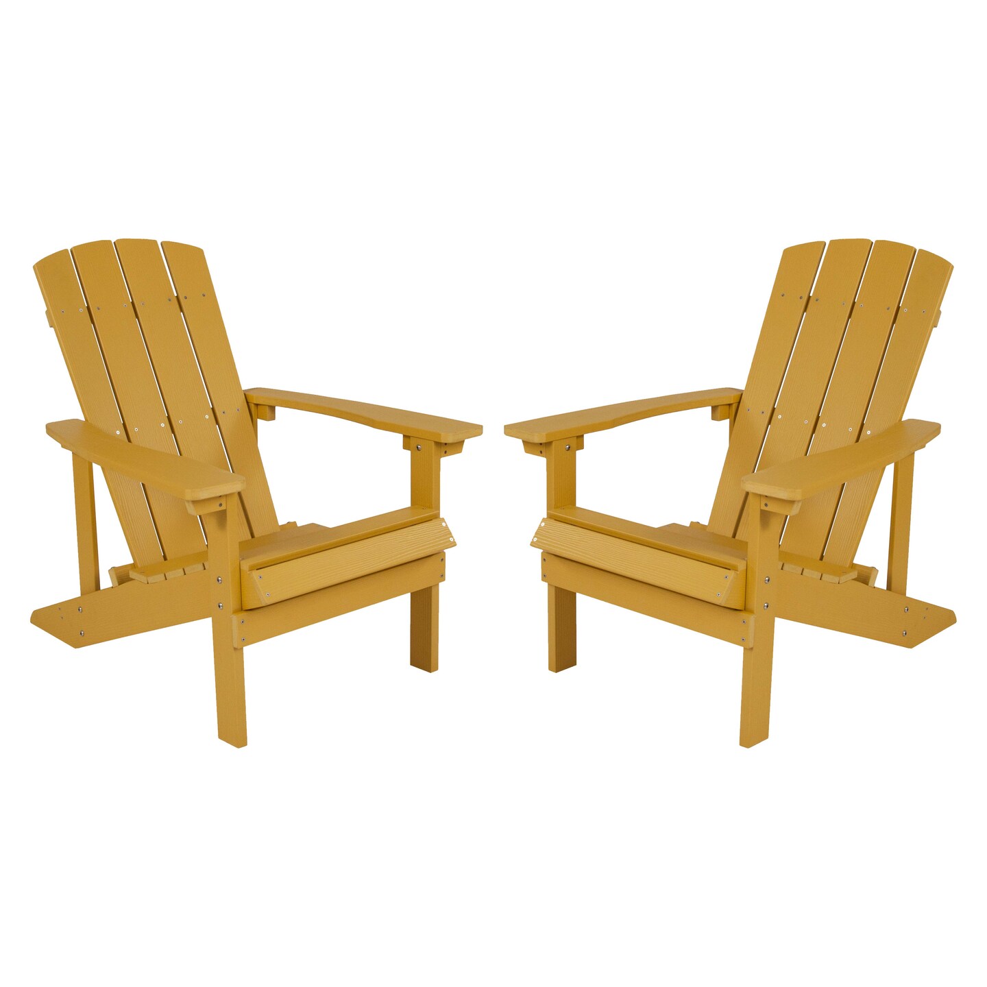 Emma and Oliver 2 Pack Outdoor All-Weather Poly Resin Wood Adirondack Chairs