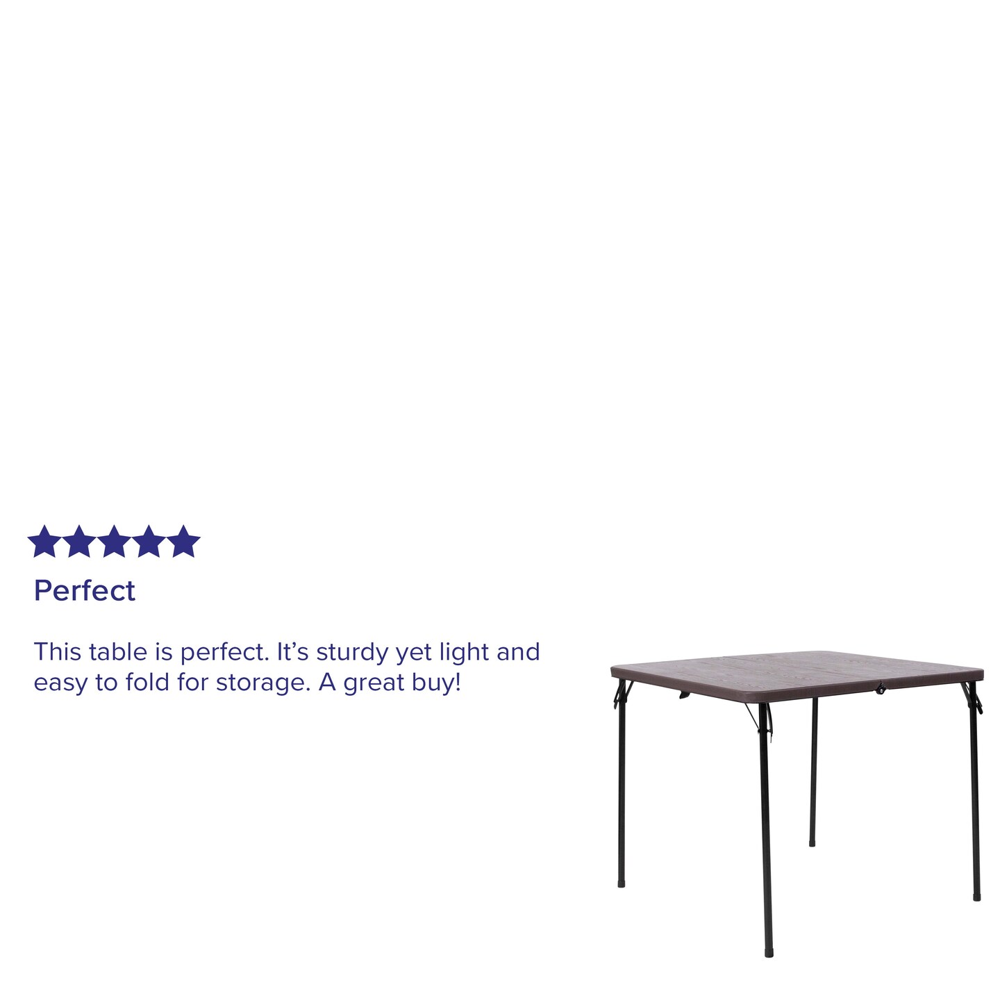 Emma and Oliver 2.83-Foot Square Bi-Fold Plastic Folding Table with Carrying Handle