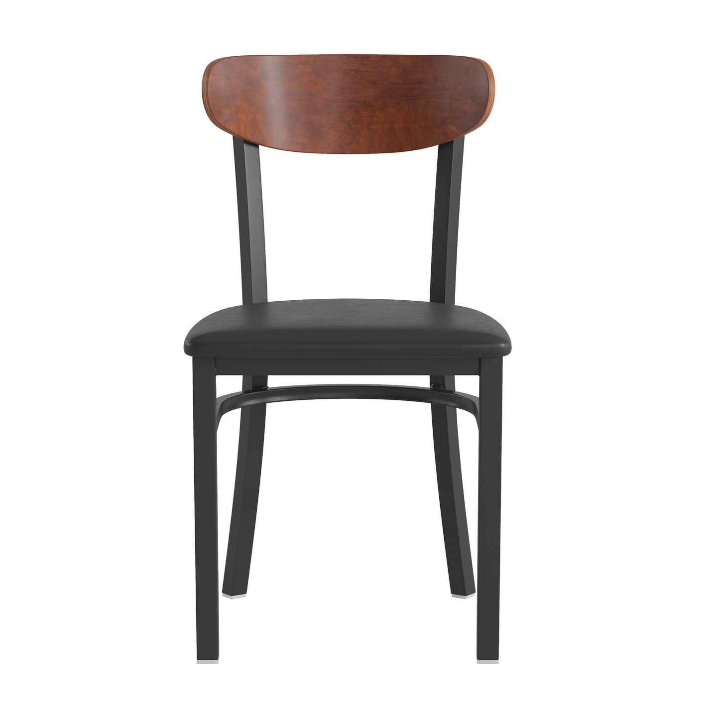 Emma and Oliver Yara Industrial Dining Chair with Rolled Steel Frame and Solid Wood Seat - 500 lbs. Static Weight Capacity