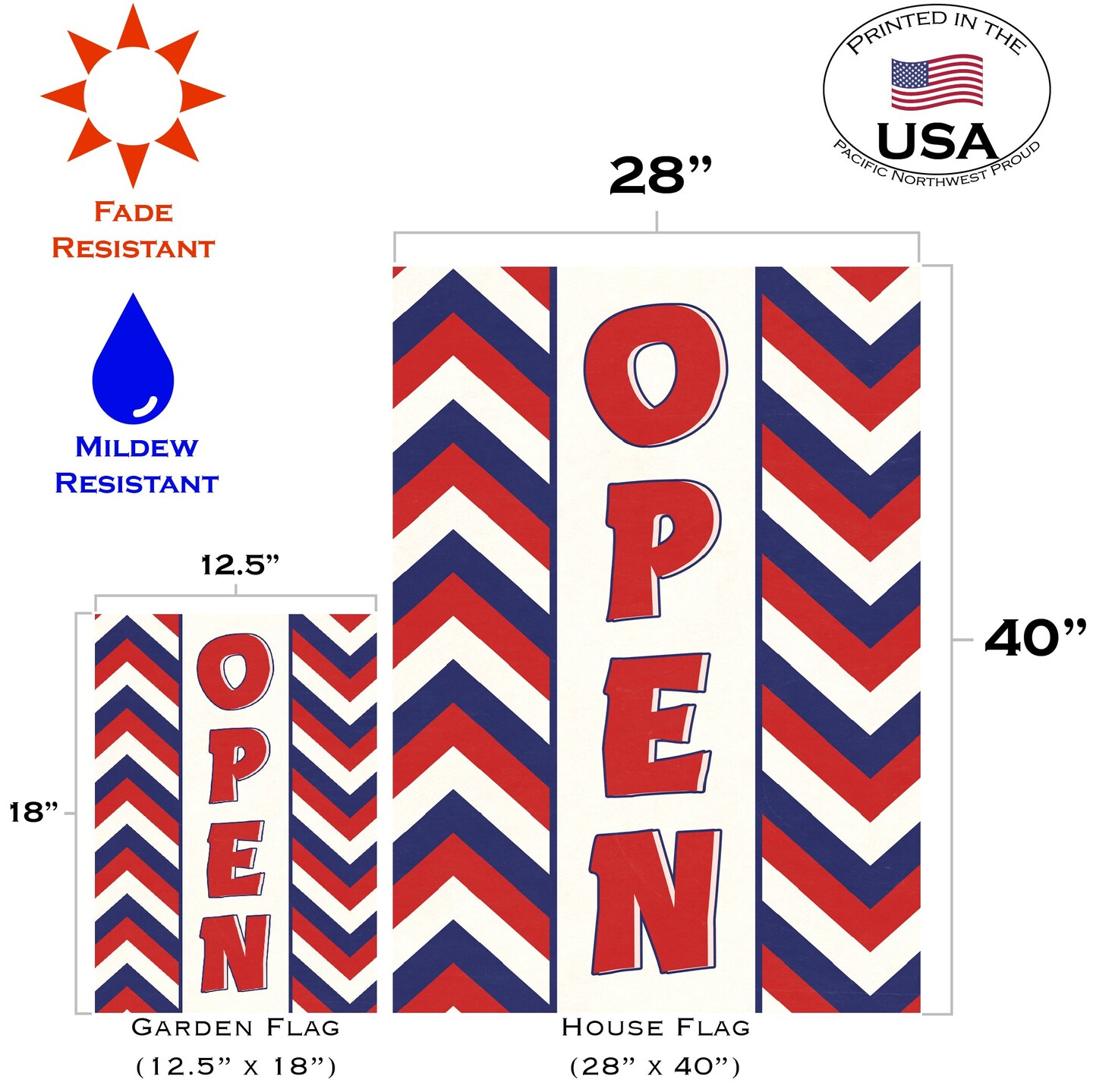 Open-Chevron Decorative Open Flag