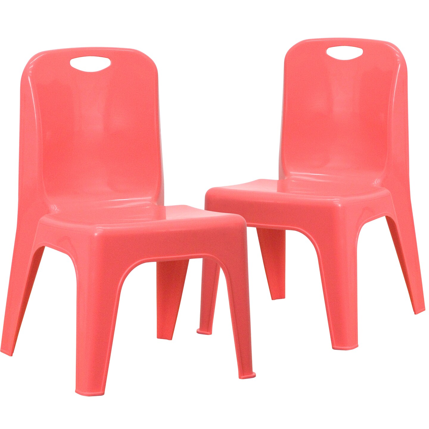 Emma and Oliver 2 Pack Plastic Stackable School Chair with Carrying Handle and 11&#x22;H Seat