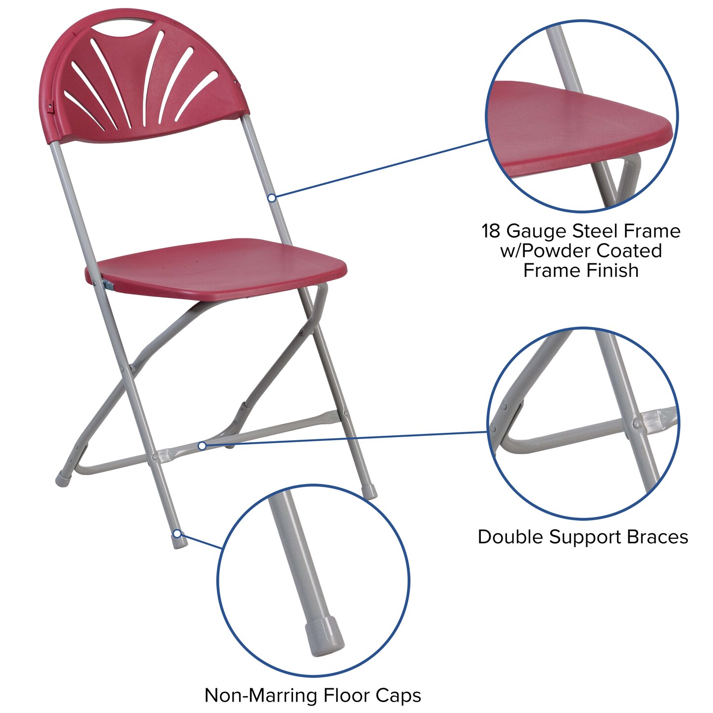 Emma and Oliver 2 Pack Wedding Party Event Fan Back Plastic Folding Chair Home Office