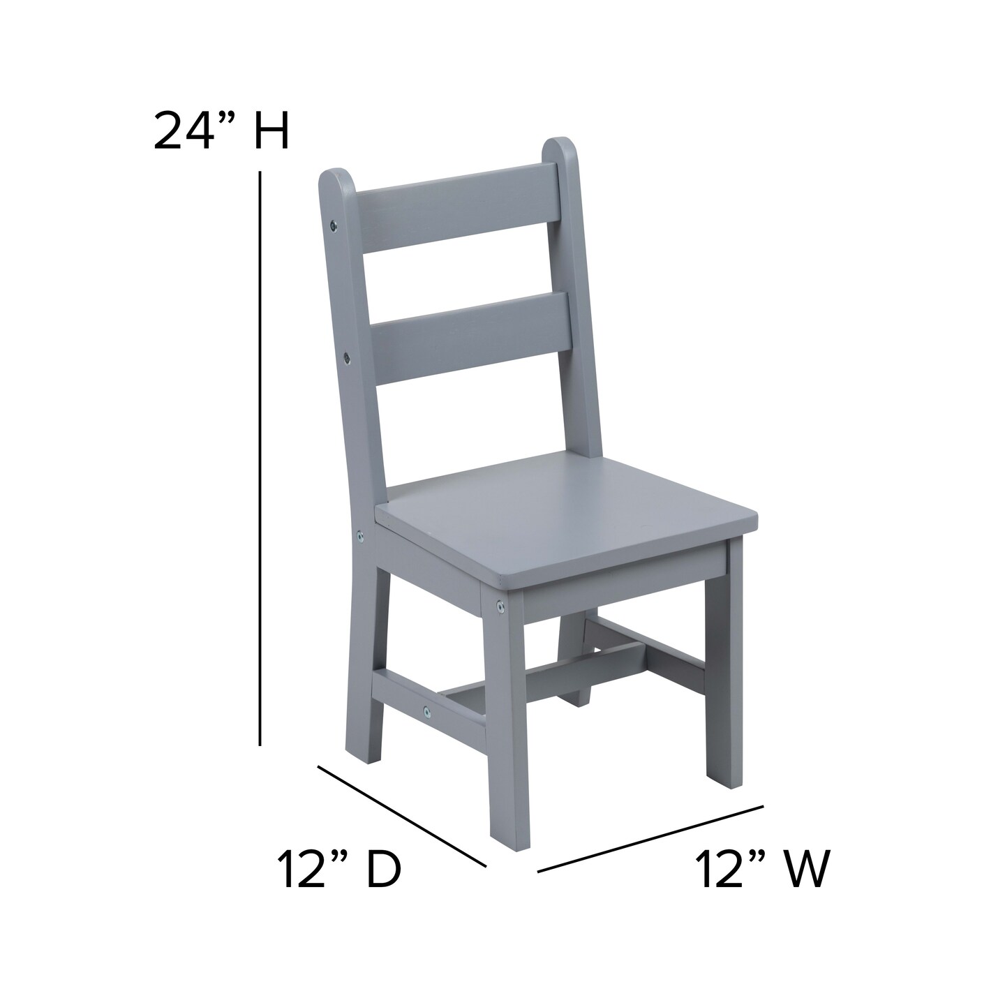 Emma and Oliver Kids 3 Piece Solid Hardwood Table and Chair Set for Playroom, Kitchen