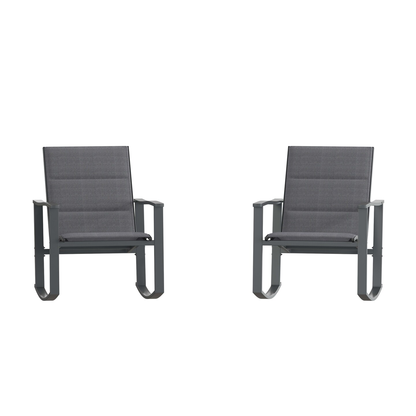 Merrick Lane Brevyn Set of 2 Flex Comfort Outdoor Rocking Chairs with Steel Frames