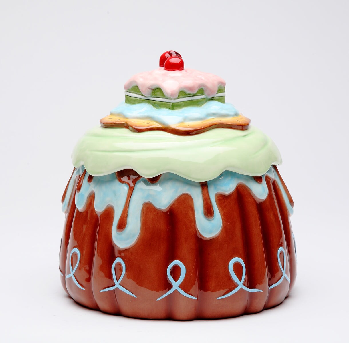 Hand Painted Ceramic Cake Cookie Jar, Home D&#xE9;cor, Gift for Her, Gift for Mom, Kitchen D&#xE9;cor, Cafe Decor, Bakery Decor