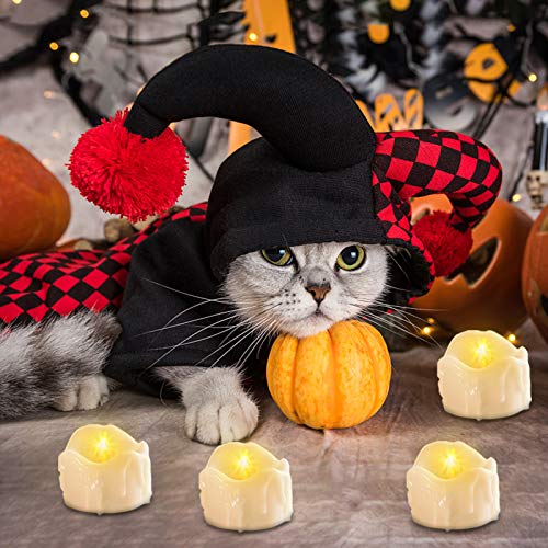 12 Packs  Halloween Tea Lights with Timer, Flickering Flameless LED Tealights Battery Operated Votive Candles for Pumpkin Decor Indoor Home Party Halloween Decorations