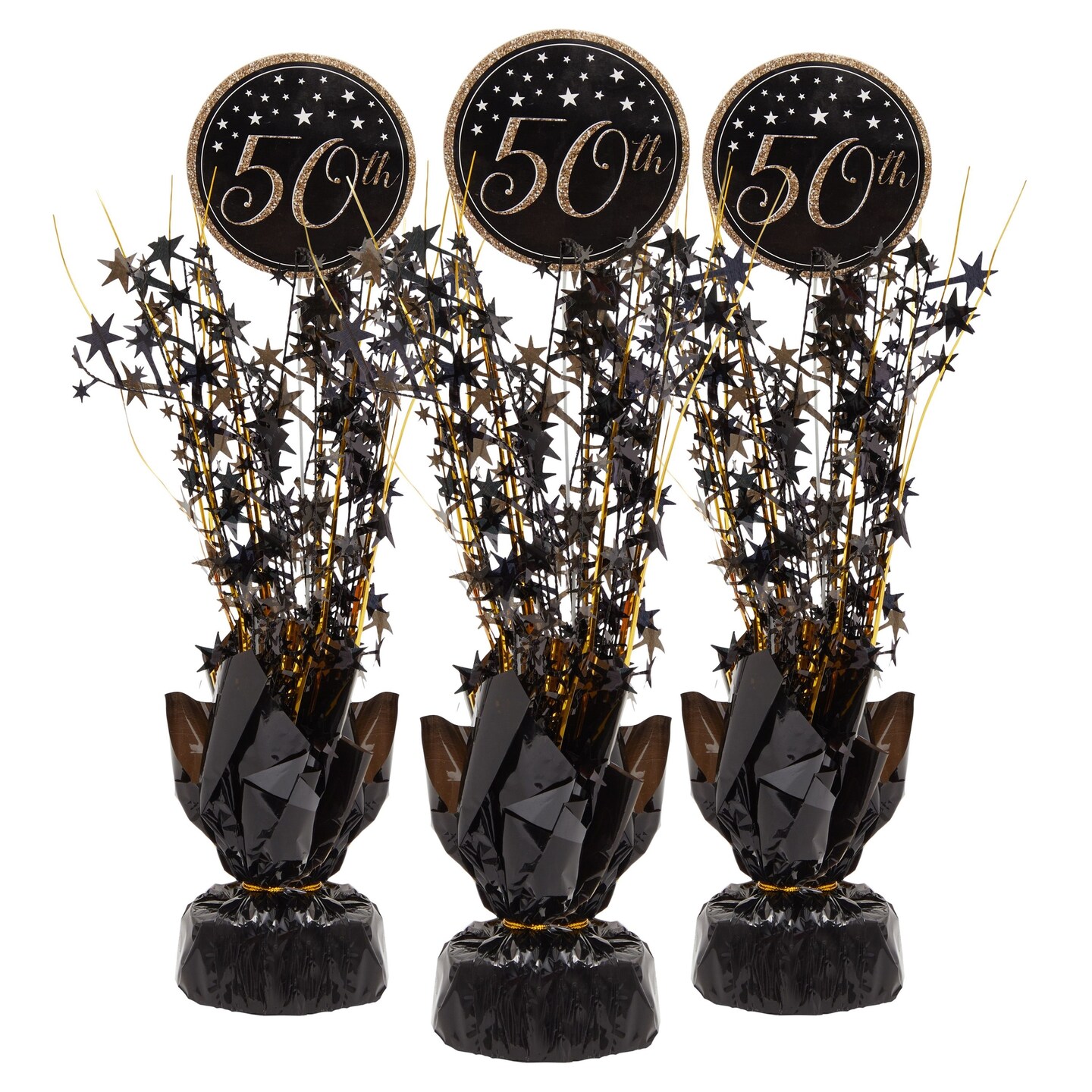 36ct Black & Gold Accent Centerpiece Kit for 6 Tables