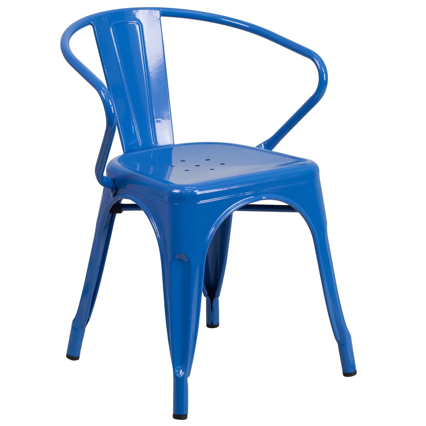 Emma and Oliver Commercial Grade Colorful Metal Indoor-Outdoor Chair with Arms