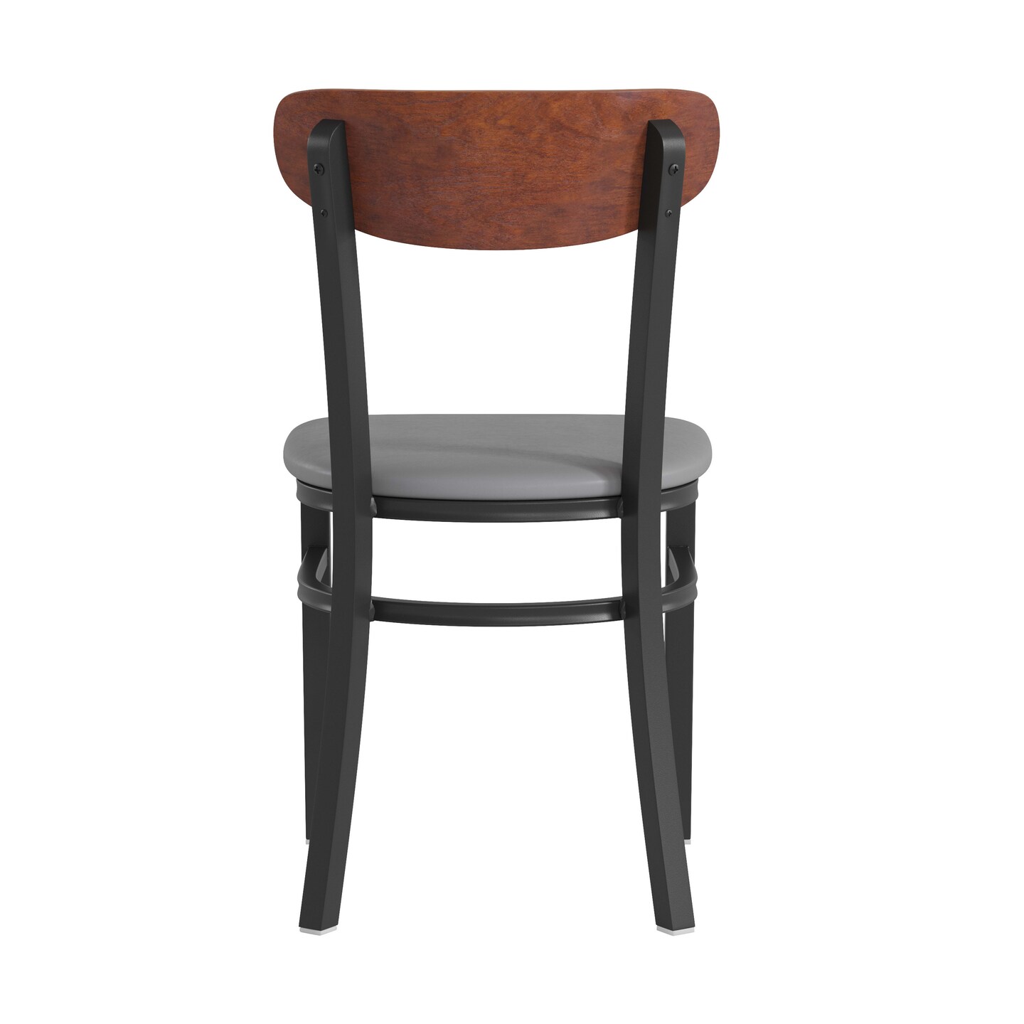 Emma and Oliver Yara Industrial Dining Chair with Rolled Steel Frame and Solid Wood Seat - 500 lbs. Static Weight Capacity