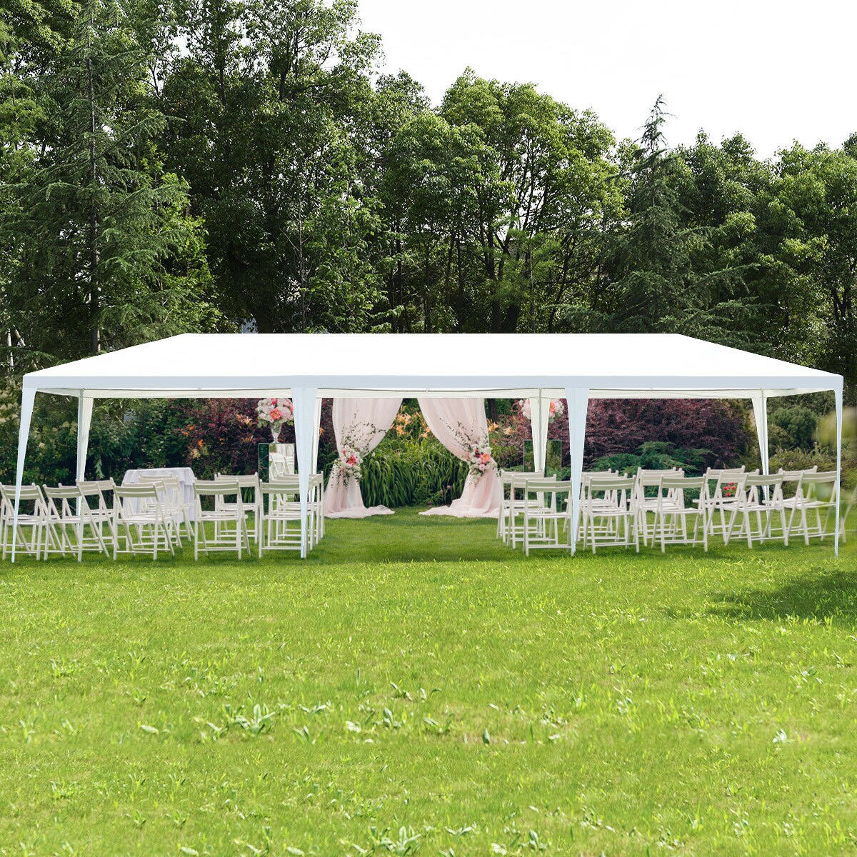 Costway 10&#x27;x30&#x27; Party Wedding Tent Event Canopies Heavy Duty Pavilion 5 Sidewall 44lbs