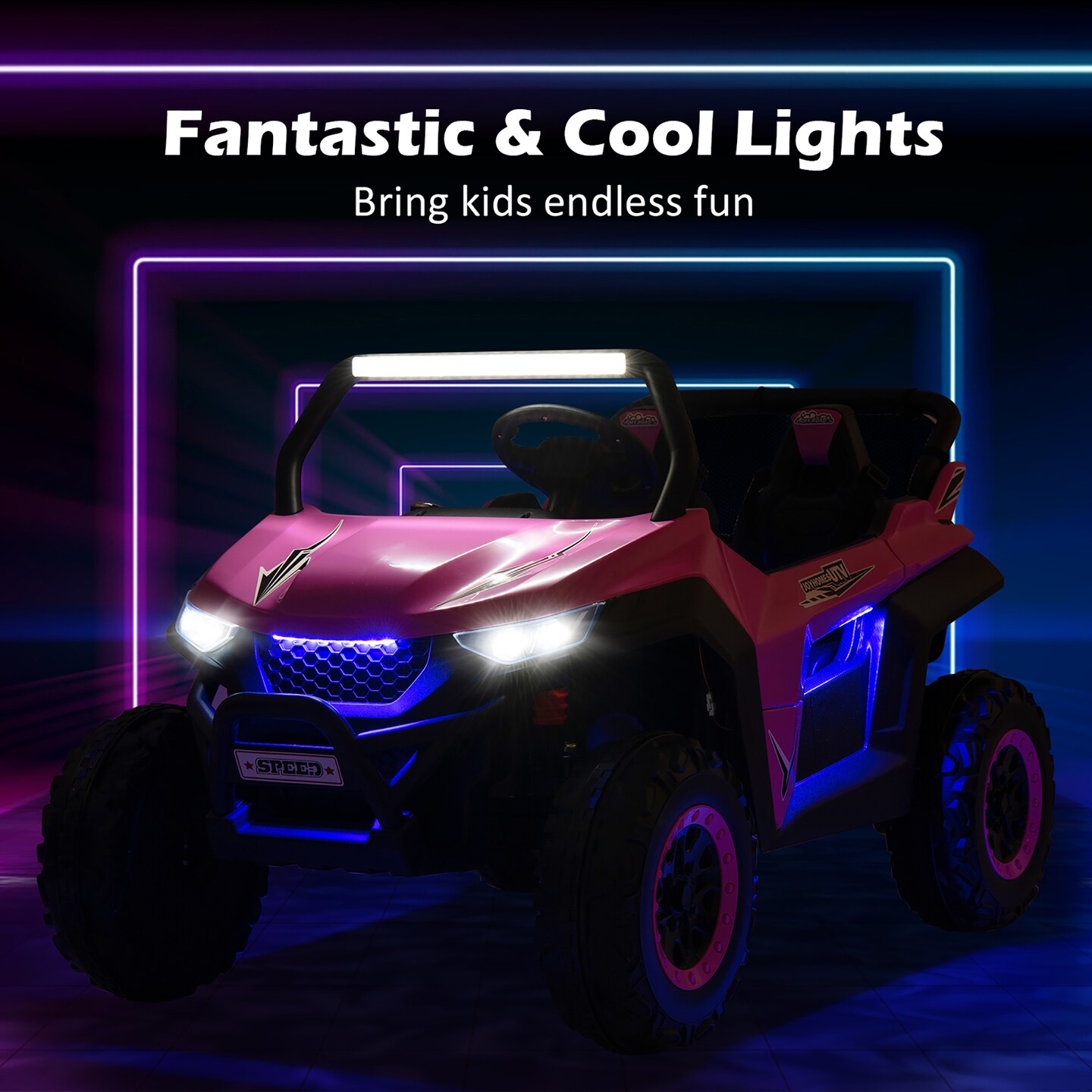 Costway 12V 2-Seater Kids Ride On UTV RC Electric Vehicle Suspension w/ Lights &#x26; Music