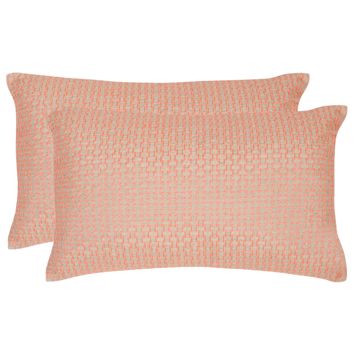 Safavieh   Box Stitch Pillow Set of 2 Neon / Orange