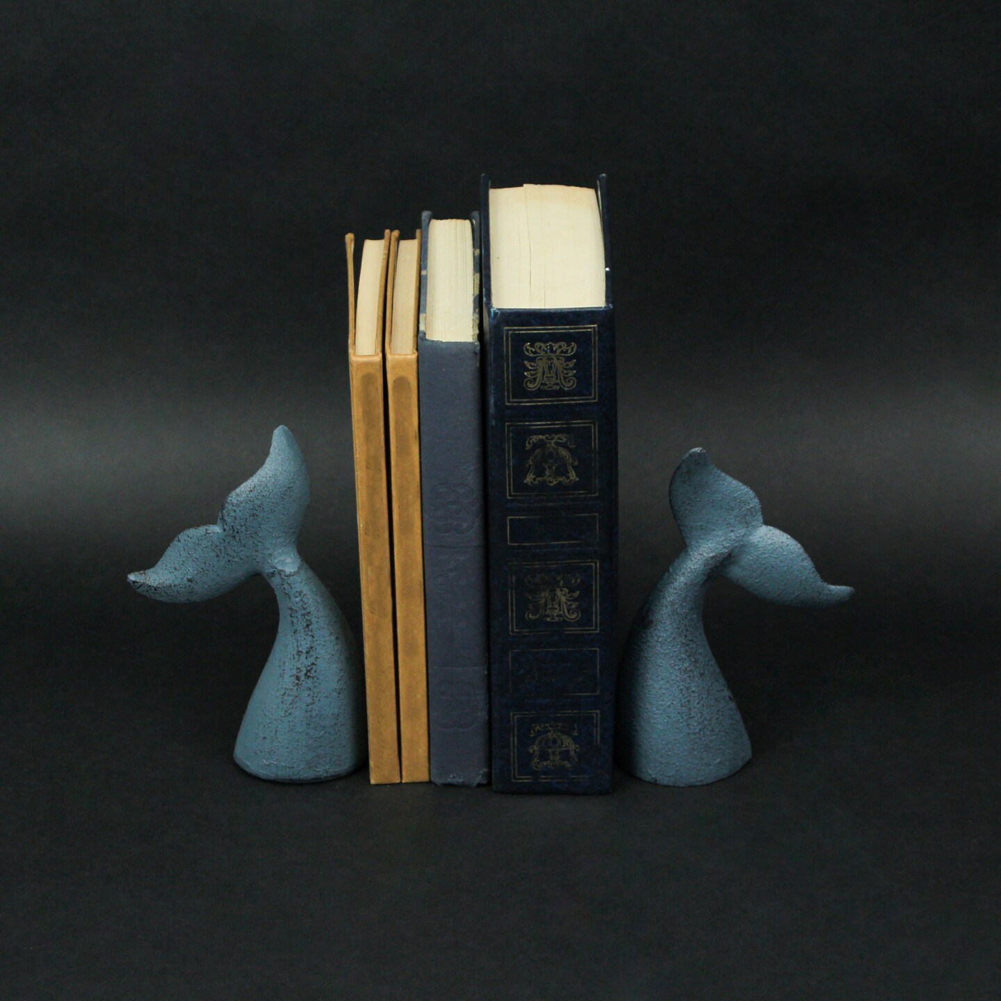 Set of 2 Cast Iron Whale Tail Bookends Nautical Home Decor Bookshelf Sculpture