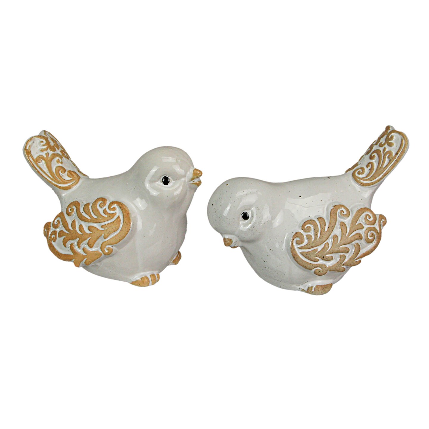 7 Inch Ceramic Bird Figurine Farmhouse Art Home Decor Shelf Sculpture Set of 2