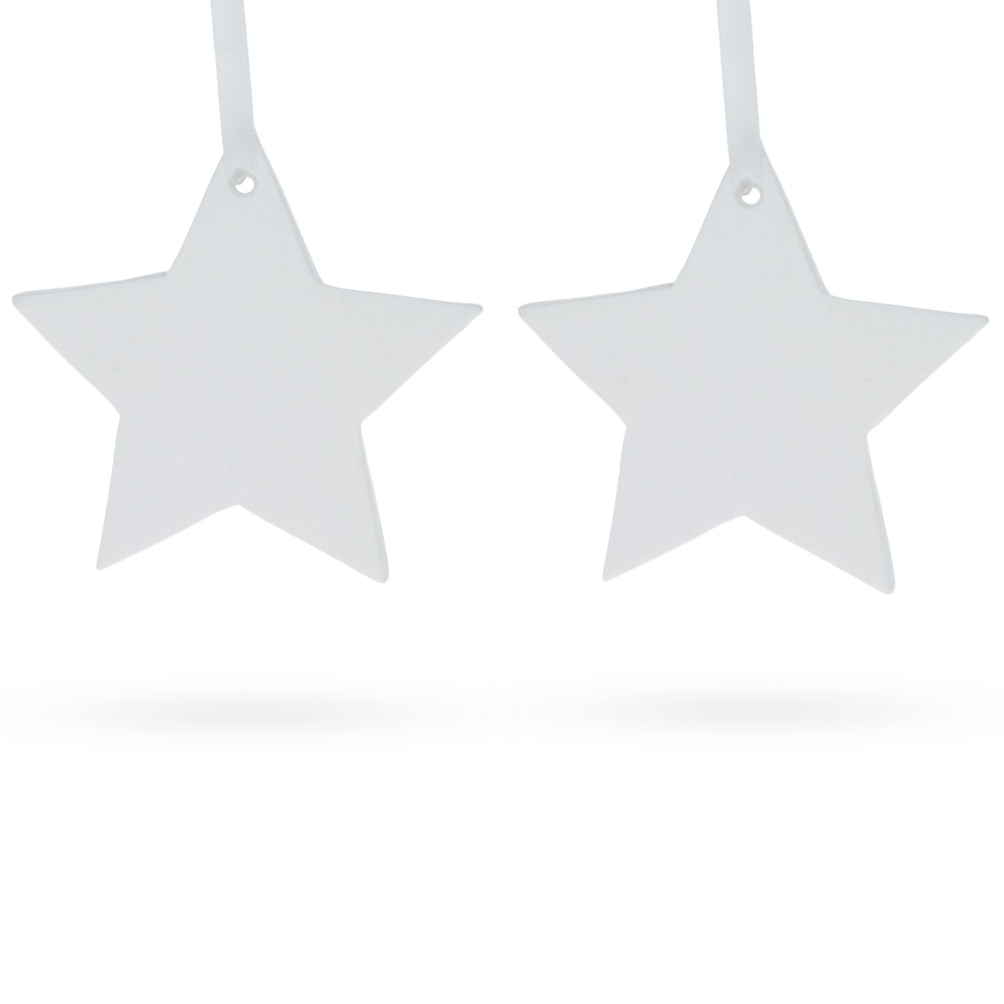 Set of 2 Blank Unfinished White Plaster Star Christmas Ornaments DIY Craft 3.9 Inches