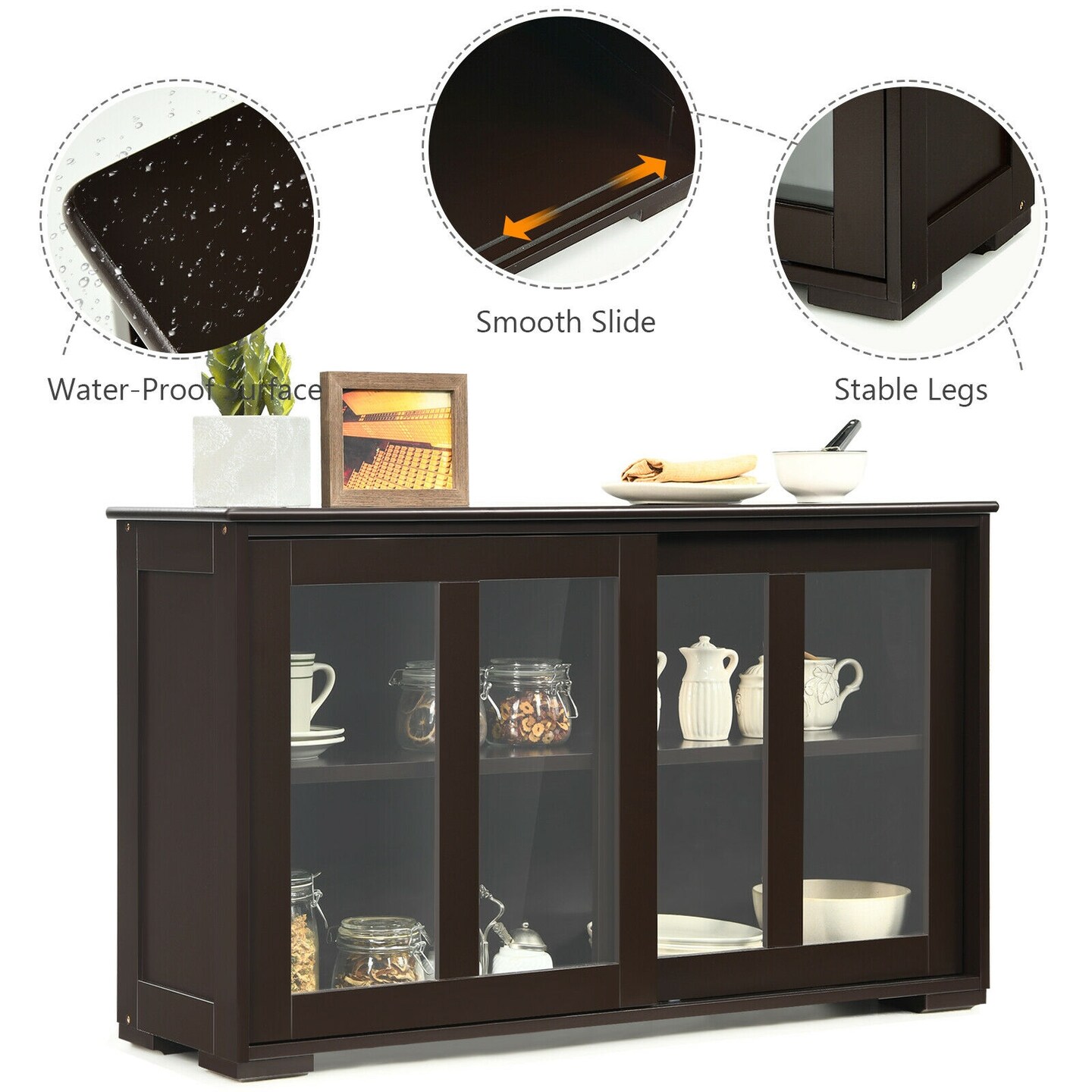 Sideboard Buffet Cupboard Storage Cabinet with Sliding Door