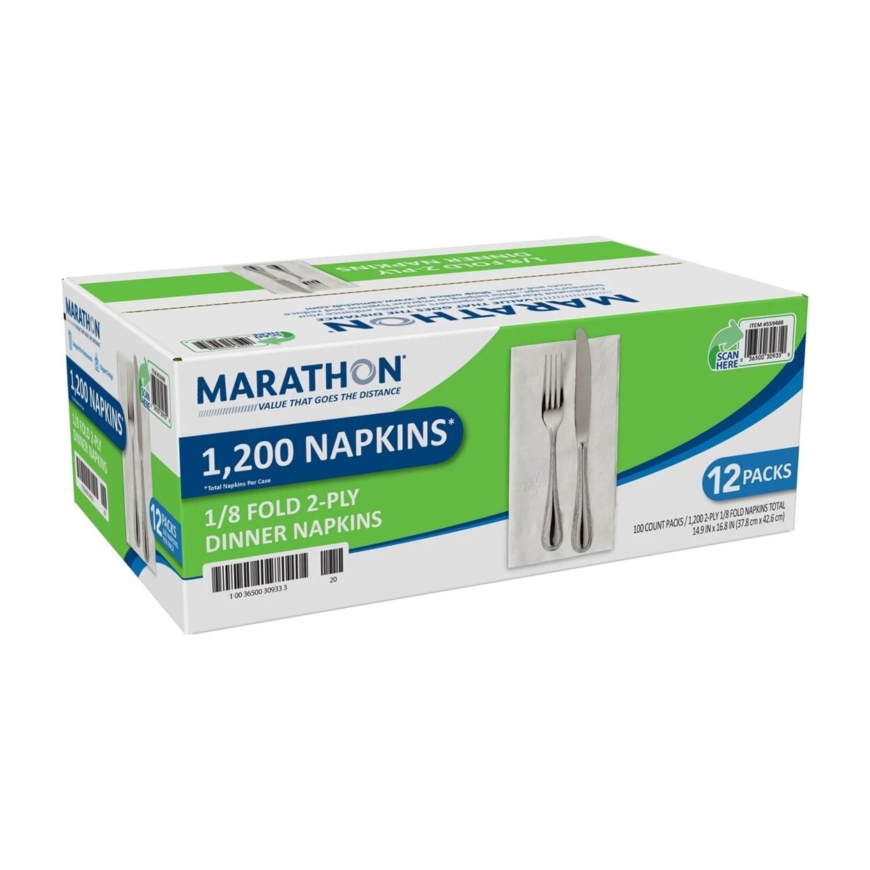 Marathon - Embossed Dinner Napkins 1/8 Fold - 1,200 Napkins