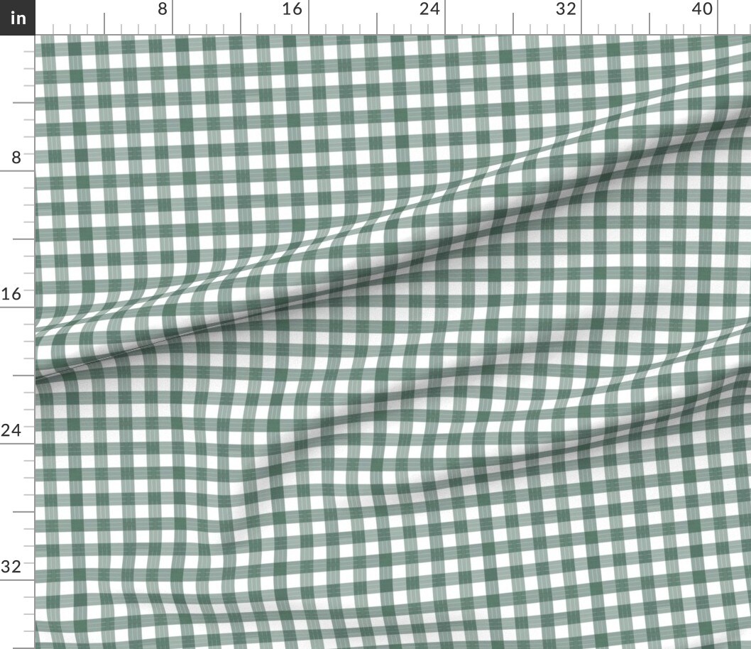 Petal Signature Cotton by the Yard or Fat Quarter Green Plaid Country Gingham Check Large Picnic Moss Cottagecore Custom Printed Fabric by Spoonflower