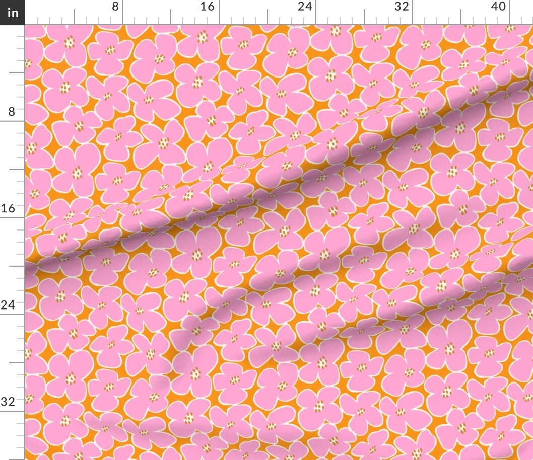Bright Modern Floral Bold 70S Tropical Pink Retro Vintage Custom Printed Fabric by Spoonflower Various Fabrics by the Yard or Fat Quarter