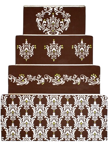 Filigree Damask Cake Stencil Set | C550 by Designer Stencils | Cake Decorating Tools | Baking Stencils for Royal Icing, Airbrush, Dusting Powder | Reusable Plastic Food Grade Stencil for Cakes | Easy to Use & Clean Cake Stencil