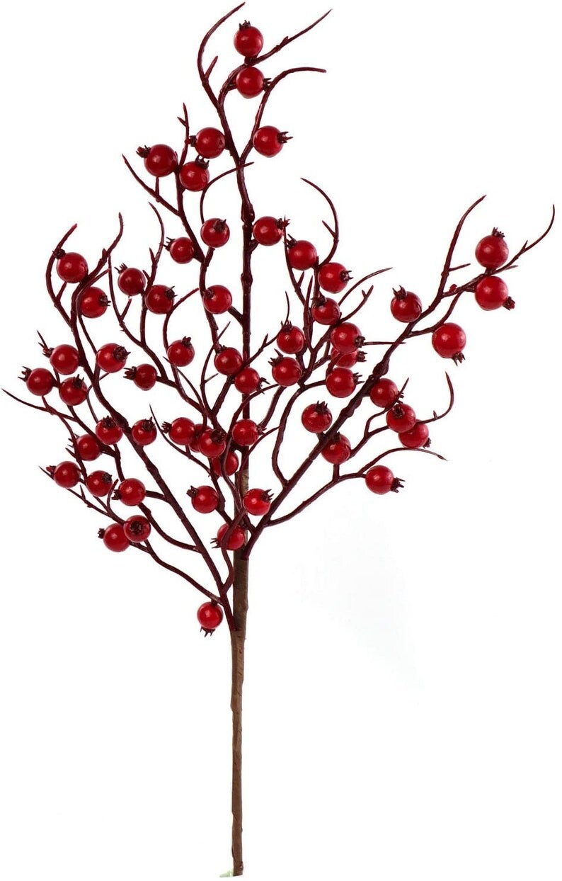 18-inch Artificial Red Berry Spray - Versatile & Lifelike Decor for Home & Holidays