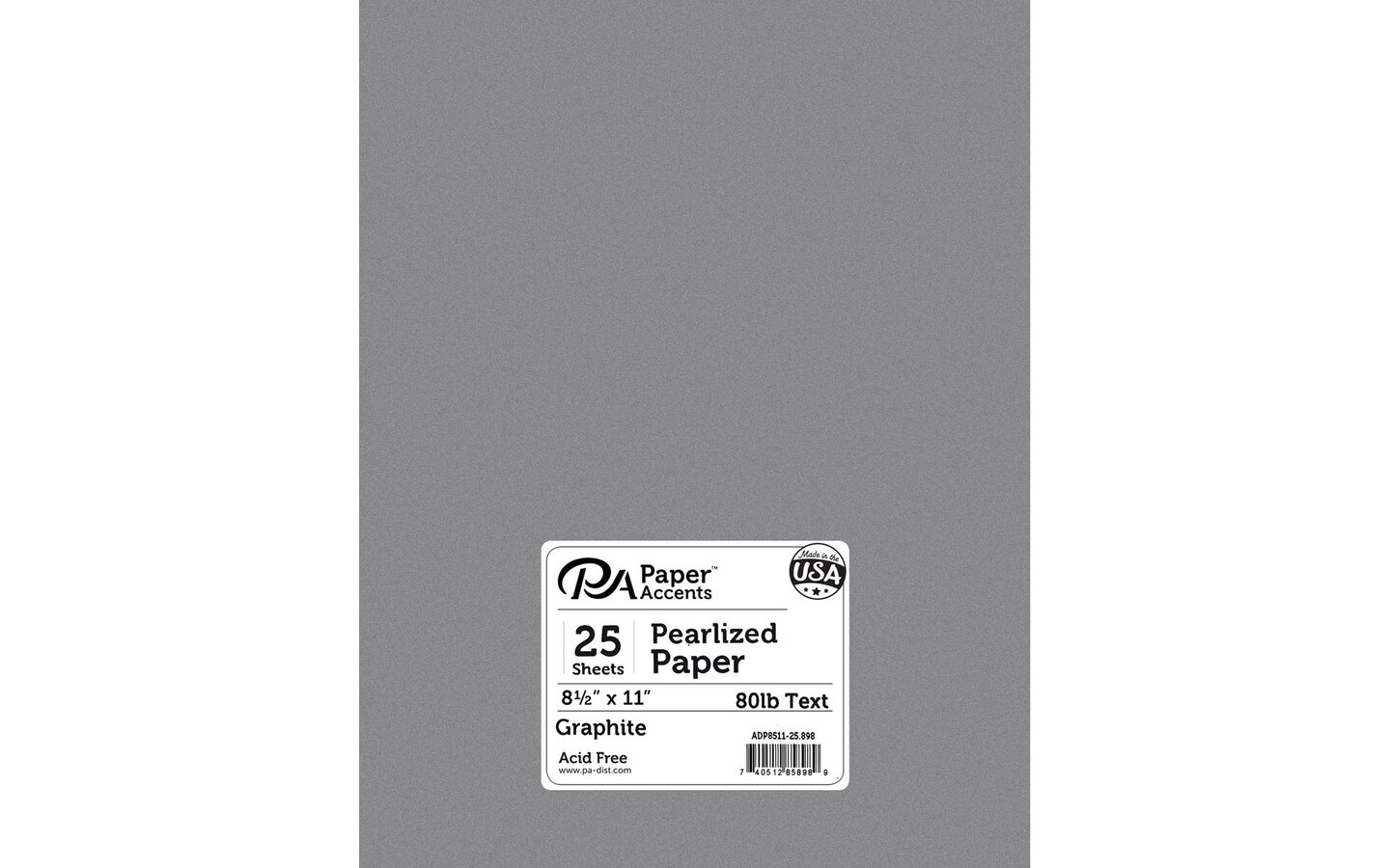 Paper Pearlized 8.5x11 80lb 25pcPk Graphite