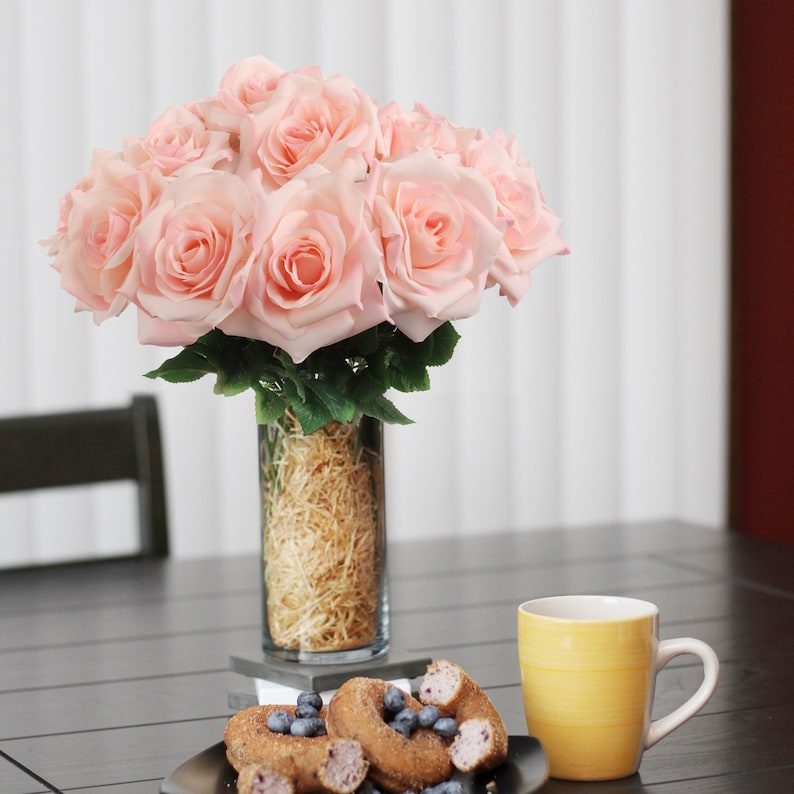 Delicate Light Pink Silk Rose Artificial Flowers - Stunning for Weddings, Home Decor and DIY Crafts