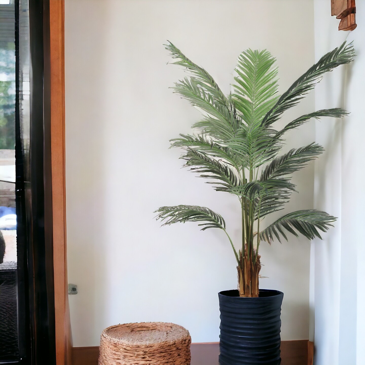 6ft Areca Palm Tree in Black Pot with 567 Realistic Leaves, Floral Home by Artificial Flowers