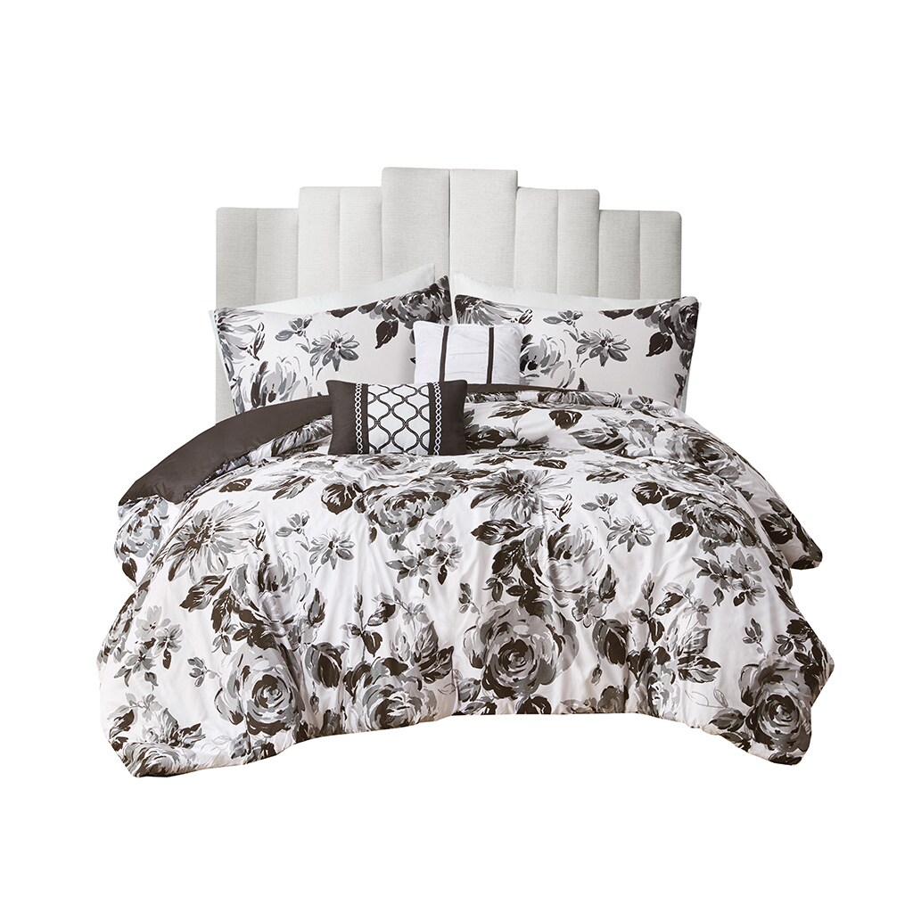 Gracie Mills Marshal Elegant Floral Print Microfiber Duvet Cover Set - Grace-11466
