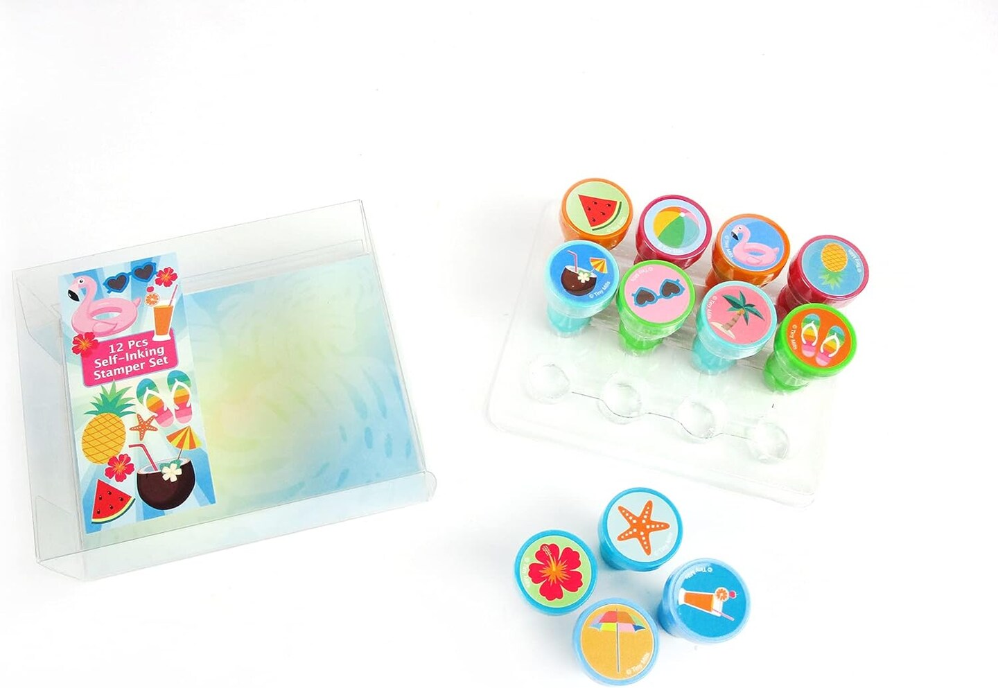 TINYMILLS 12 Pcs Summer Beach Pool Party Stamp Kit