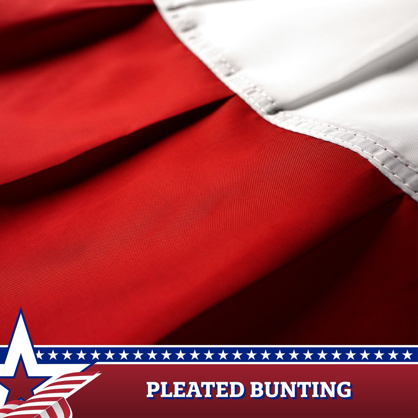 G128 USA Pleated Fan Flag 3x3 Feet Star Center Quarter Circle Embroidered Polyester Stars and Stripes