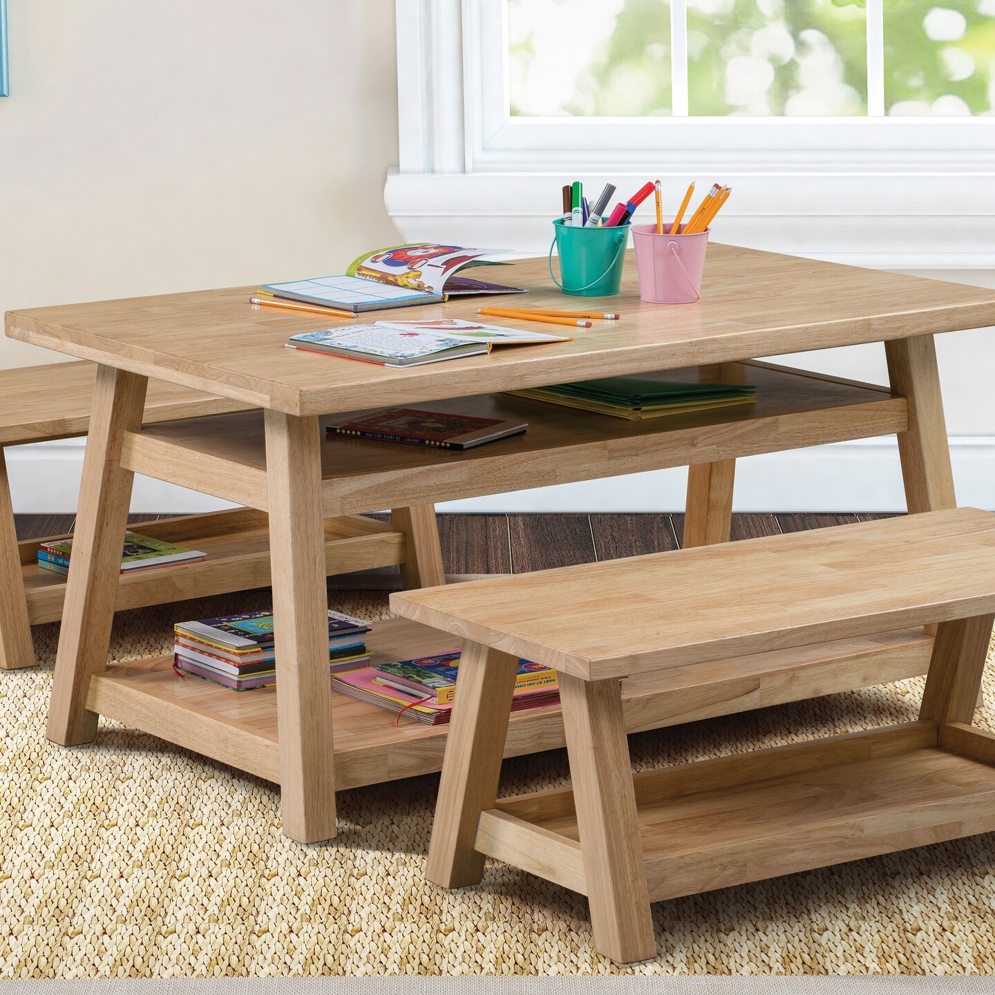 Sit n&#x27; Stash Rectangular Table with Storage, Kids Furniture
