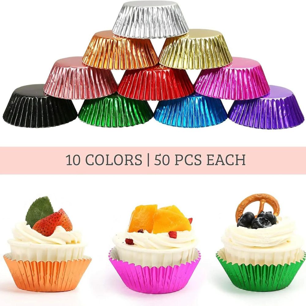 500pcs Aluminium Foil Cupcake Liners Muffin Baking Cups