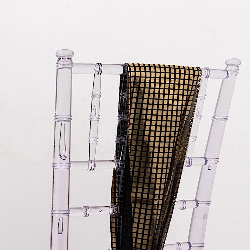5 Black Gold Mirror Foil Design Polyester CHAIR SASHES