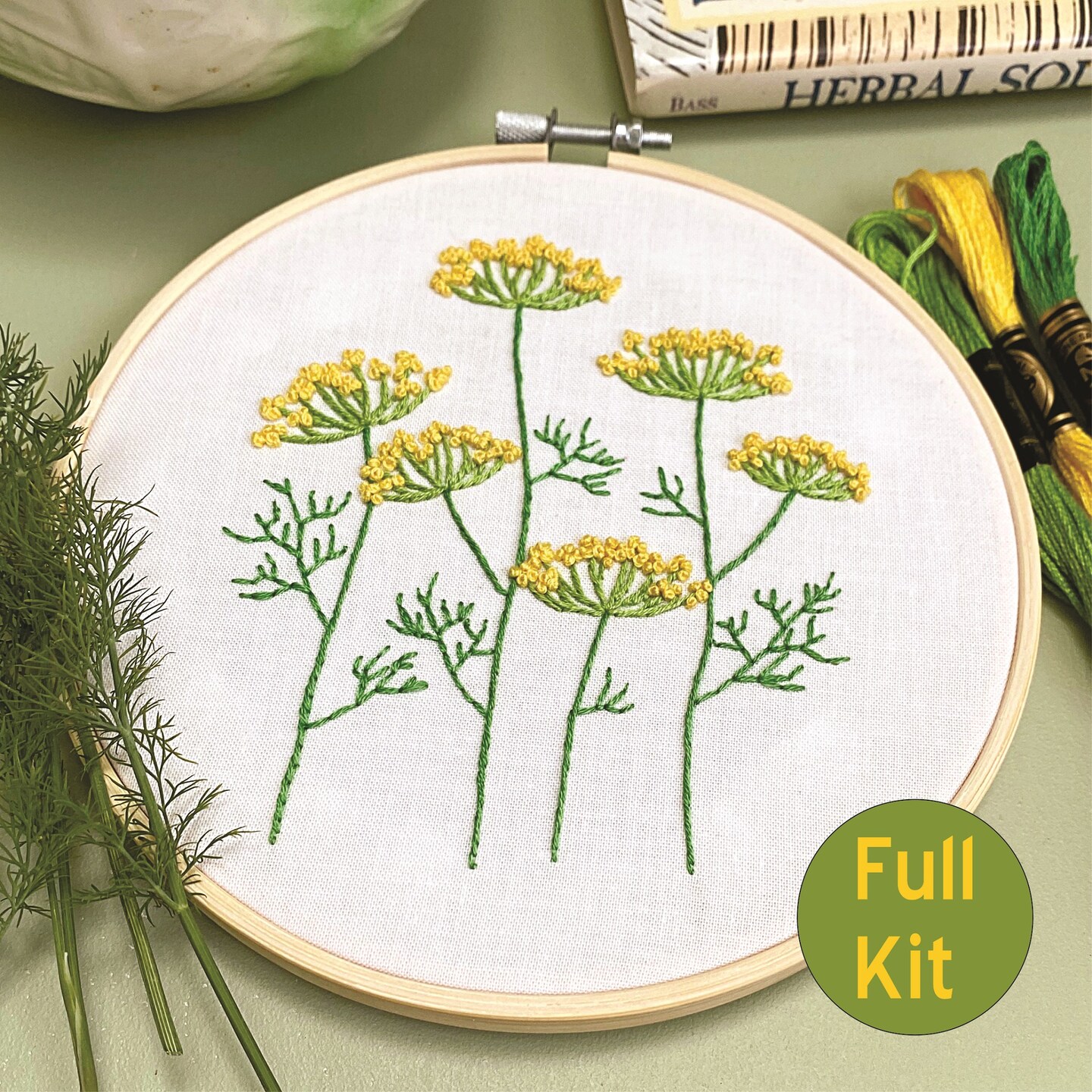 product name is Beginner Embroidery Kit Dill Flowers