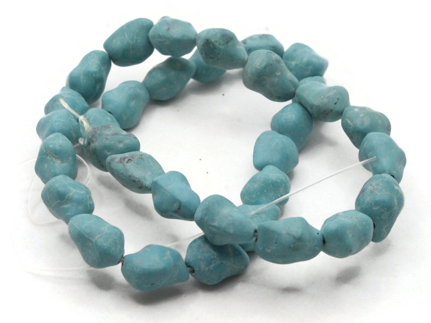 33 12mm Turquoise Blue Nugget Dyed Synthetic Turquoise Stone Beads bF3