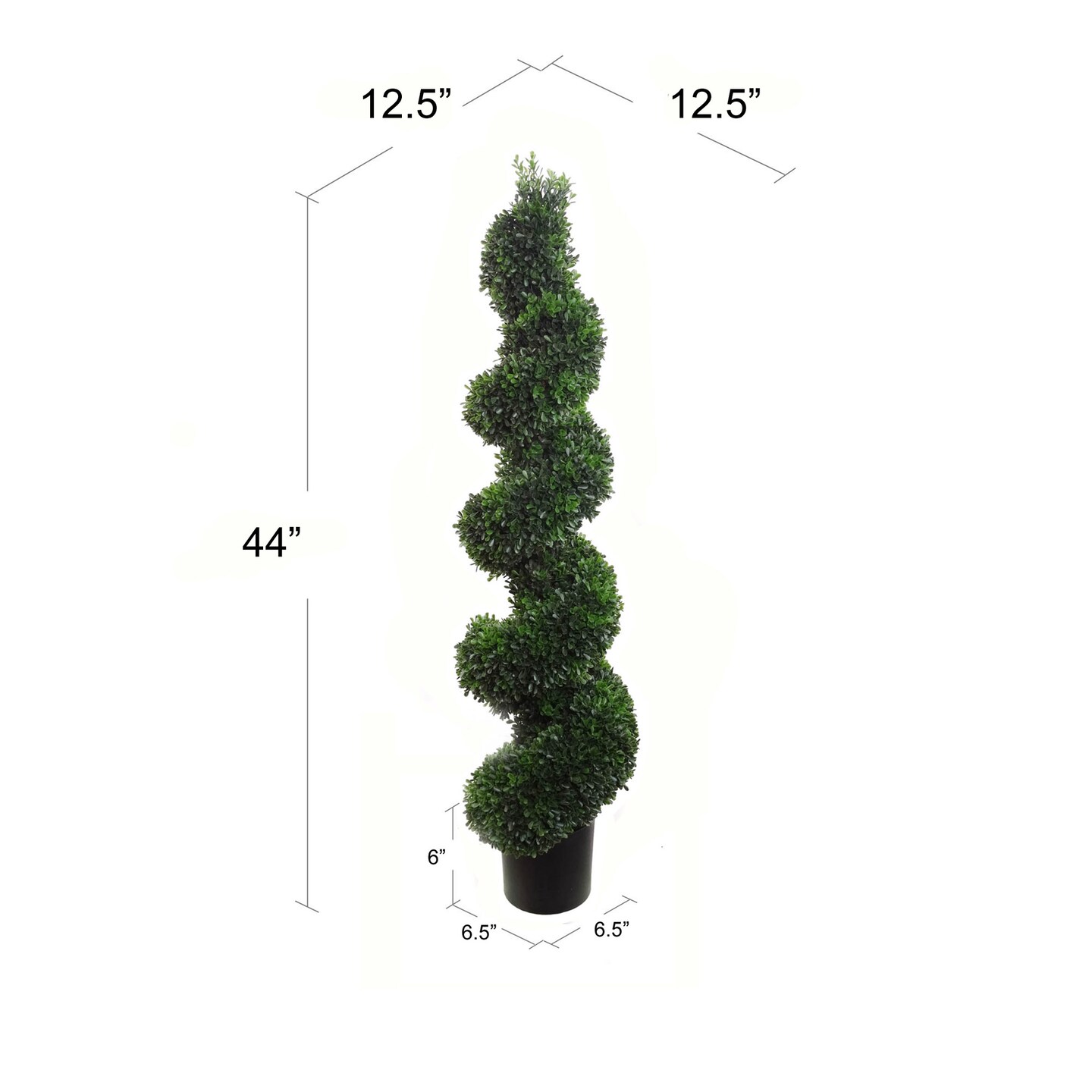 44" Artificial Spiral Boxwood Topiary Tree - Lifelike Design, Potted in Black Planter, Ideal for Home, Office & Outdoor Decor - All-Season Use, Floral Home by Artificial Flowers
