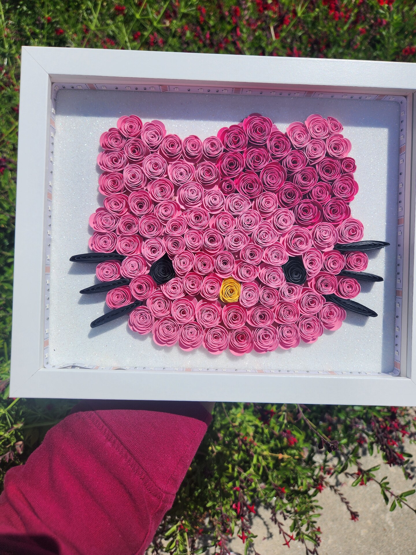 8x10 3D Pink Hello Kitty Face LED Light Shadowbox