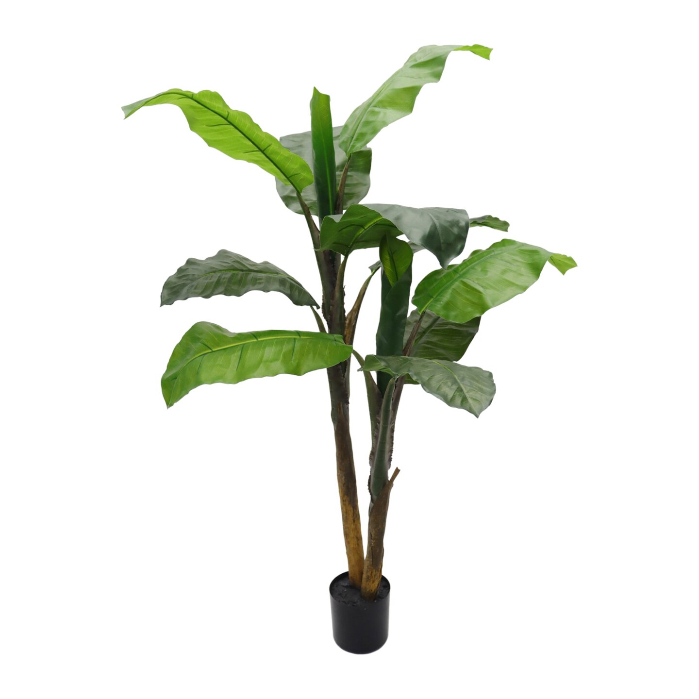 4ft Banana Tree in Black Pot with 12 Silk Leaves by Floral Home&#xAE;