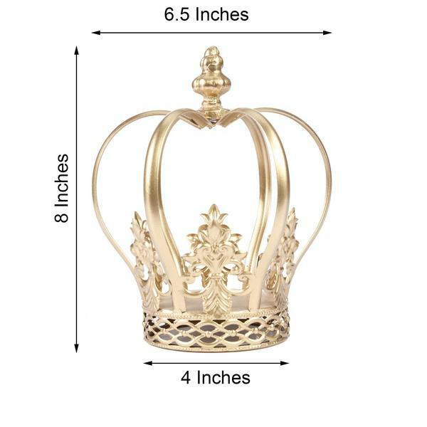 8-Inch tall Gold Metal Crown Fleur-de-lis Party Cake Topper